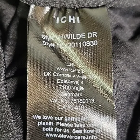 ICHI Wilde Black Silver Sequin Long Sleeve Dress V Neck Open Back Medium NEW - Picture 8 of 13